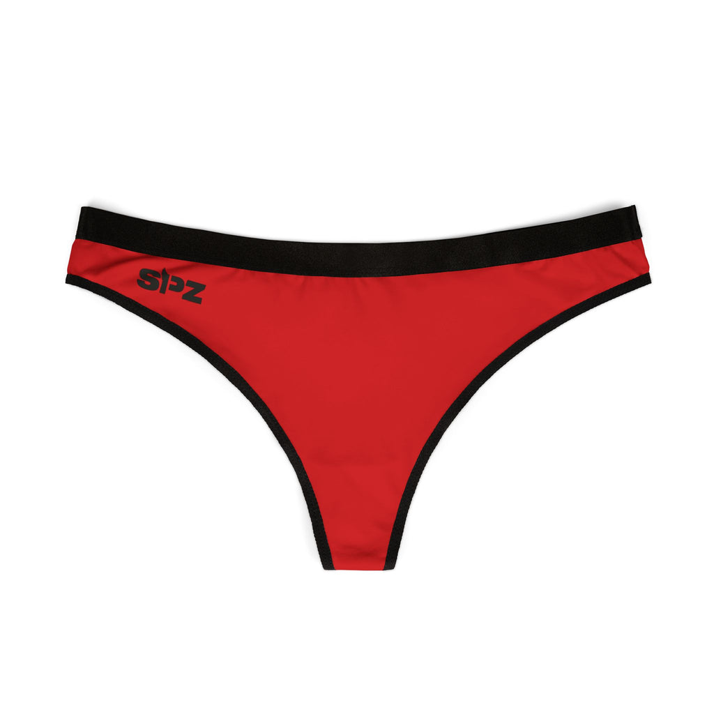 SPZ Red & Black Women's Thong — Minimal Solid Color Swimwear/Underwear
