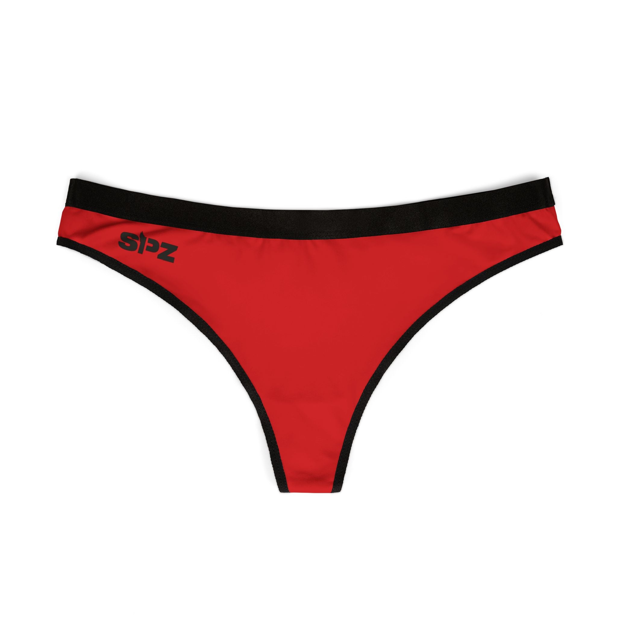 SPZ Red & Black Women's Thong — Minimal Solid Color Swimwear/Underwear