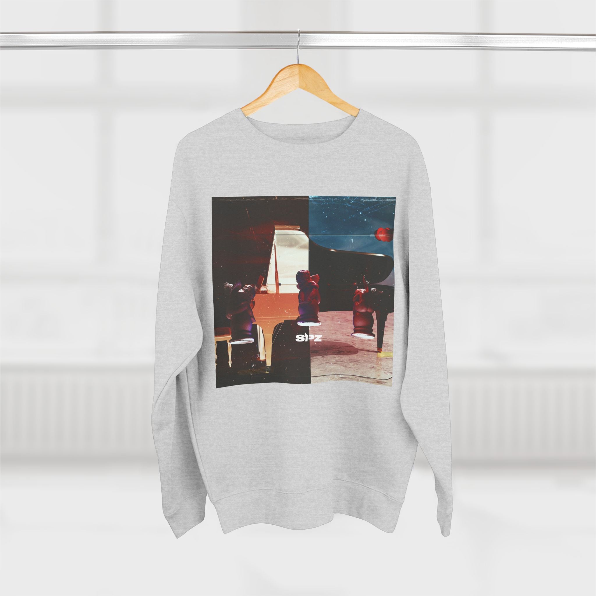 SPZ Retro Nightscape Crewneck Sweatshirt — Split-Screen Vintage Cityscape