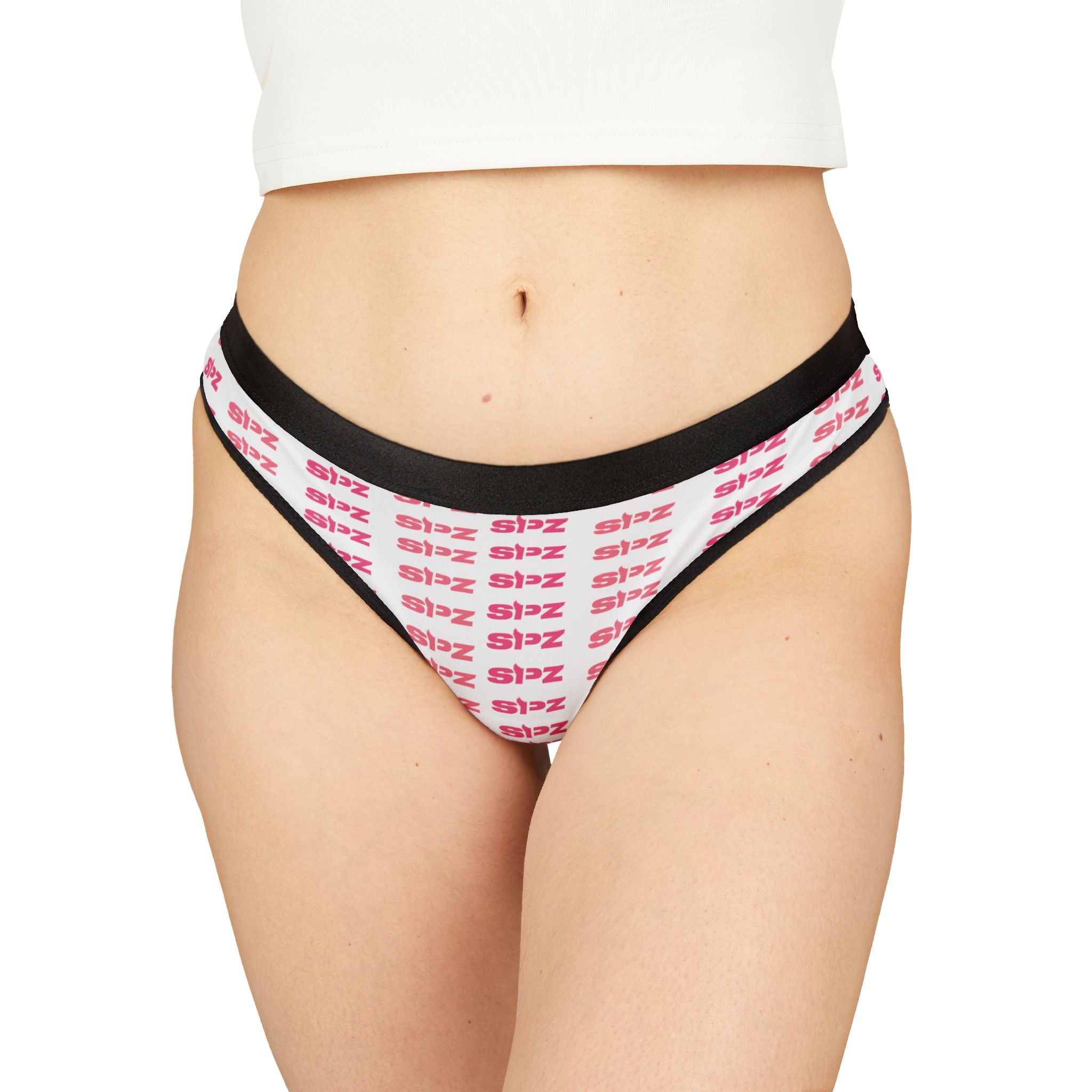 SPZ Women's Thong Panties — Pink Repeat Logo All-Over Print