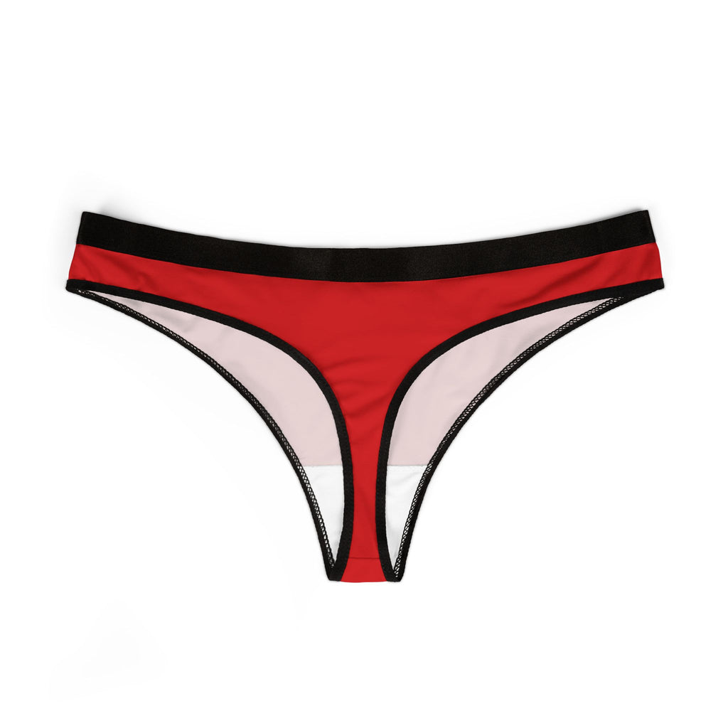 SPZ Red & Black Women's Thong — Minimal Solid Color Swimwear/Underwear