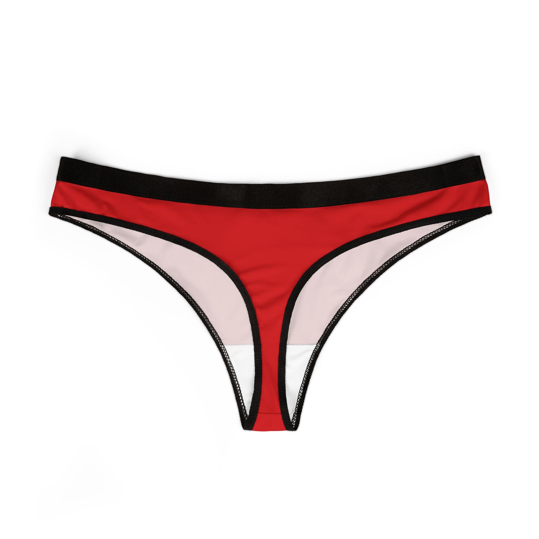 SPZ Red & Black Women's Thong — Minimal Solid Color Swimwear/Underwear