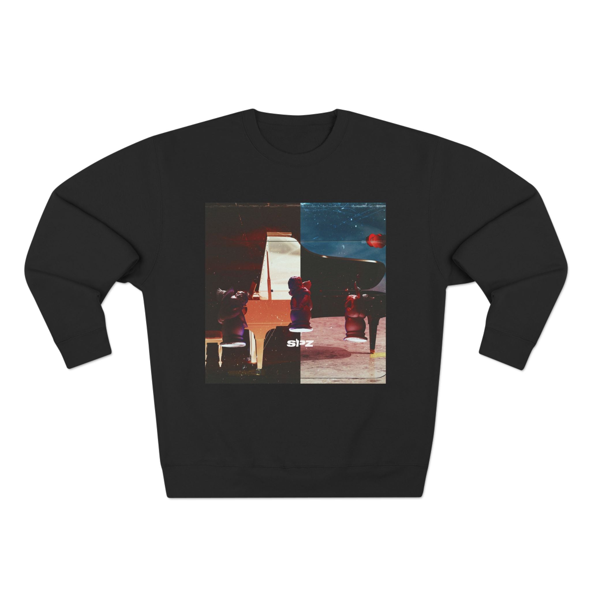 SPZ Retro Nightscape Crewneck Sweatshirt — Split-Screen Vintage Cityscape