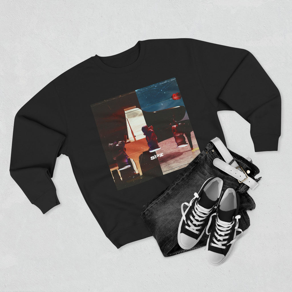 SPZ Retro Nightscape Crewneck Sweatshirt — Split-Screen Vintage Cityscape