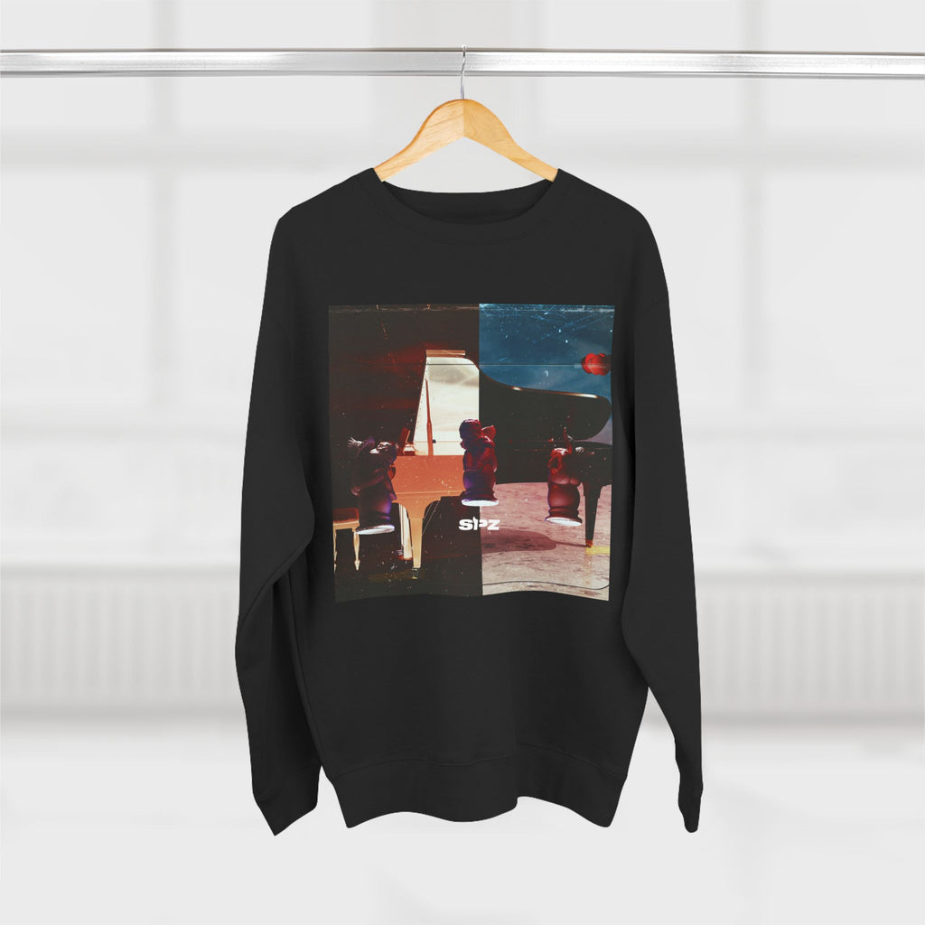 SPZ Retro Nightscape Crewneck Sweatshirt — Split-Screen Vintage Cityscape