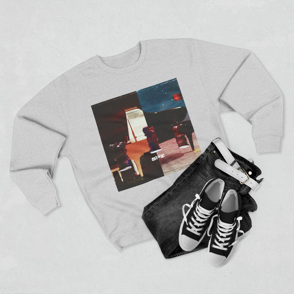 SPZ Retro Nightscape Crewneck Sweatshirt — Split-Screen Vintage Cityscape