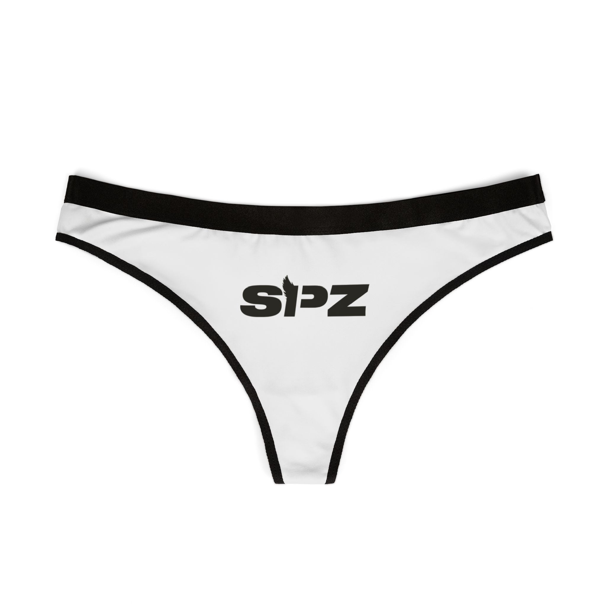 Women's Thong - Minimalist Black Logo Cotton-Blend Panty