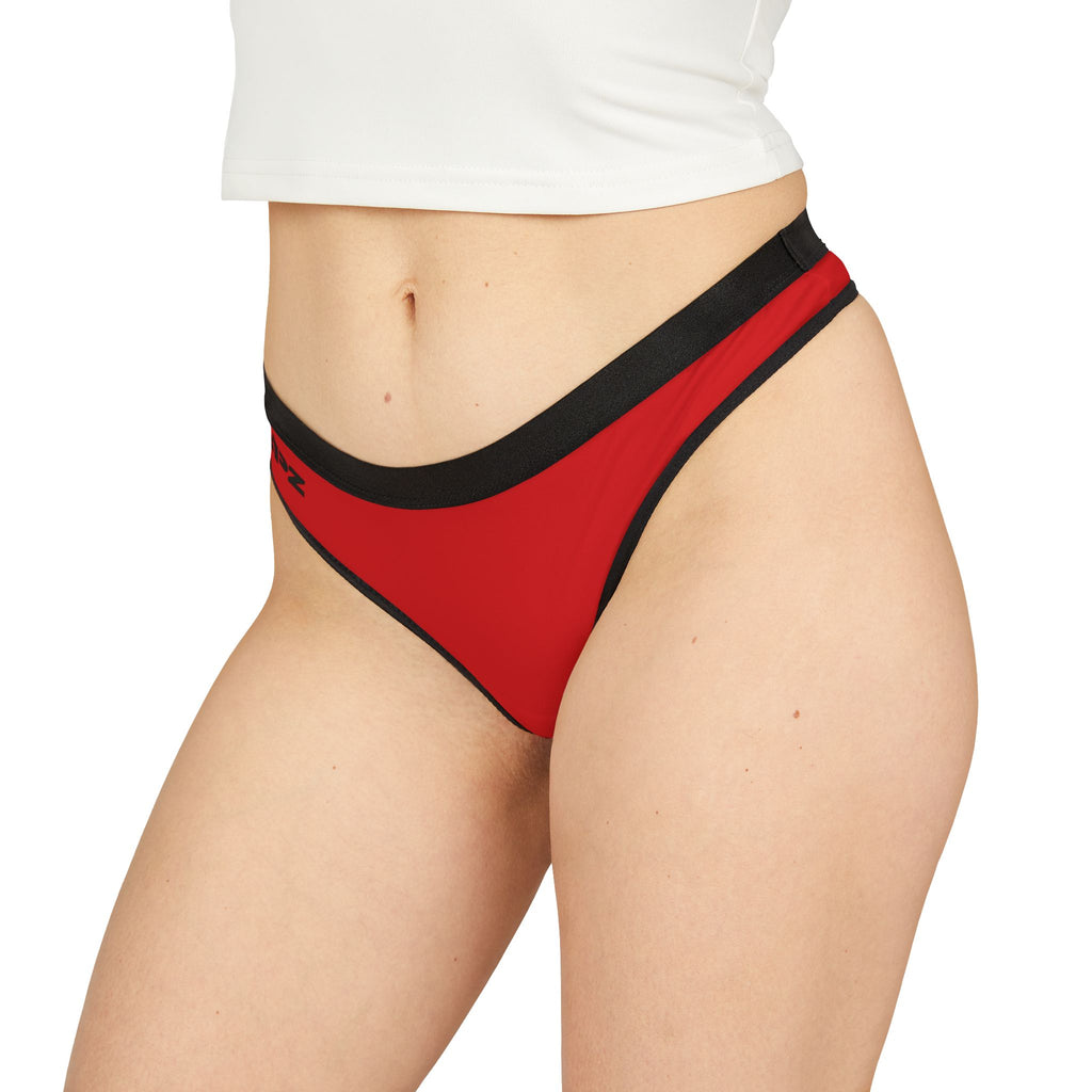 SPZ Red & Black Women's Thong — Minimal Solid Color Swimwear/Underwear